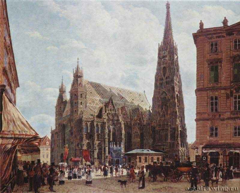 Вид на собор св. Стефана. 1832 - View of the Cathedral of St.. Stephen. 1832
46 x 58 смХолстРеализмАвстрияВена. Галерея австрийского искусства в Бельведере